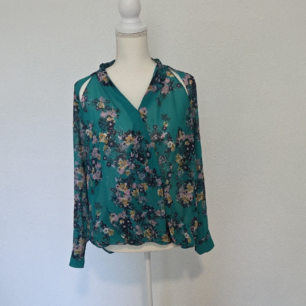 Maurices Teal Floral Blouse
